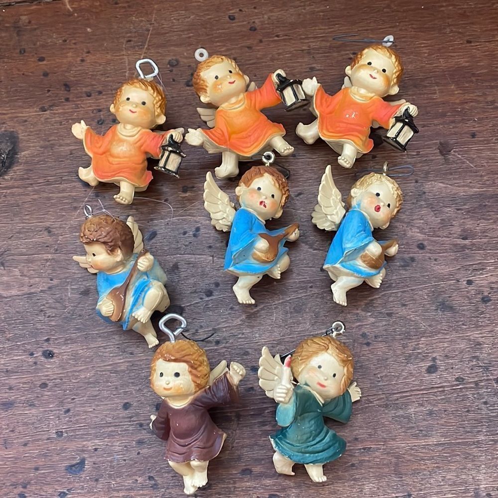 8 plastic resin angel Christmas tree ornaments‎